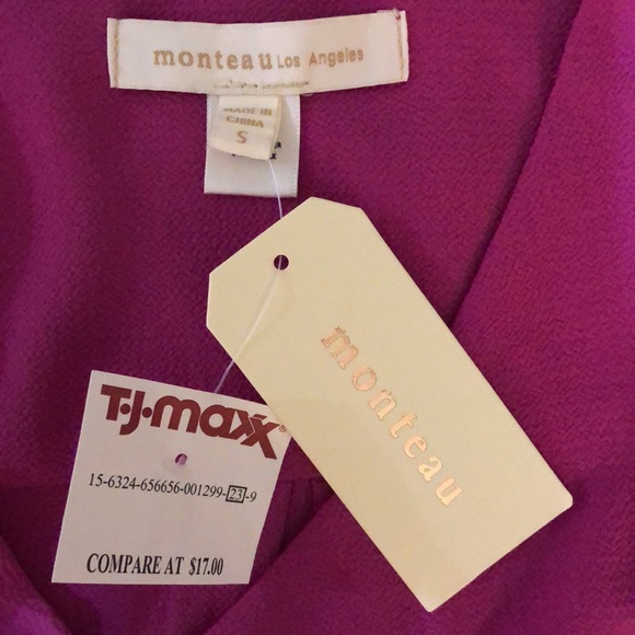 Monteau NWT Pink Peplum Top Sz S - Picture 4 of 4